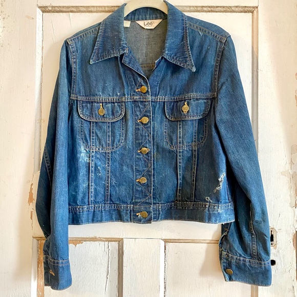 Vintage 70’s LEE RIDERS Distressed Denim Jacket Embroidery (imogene + willie) - Picture 2 of 8
